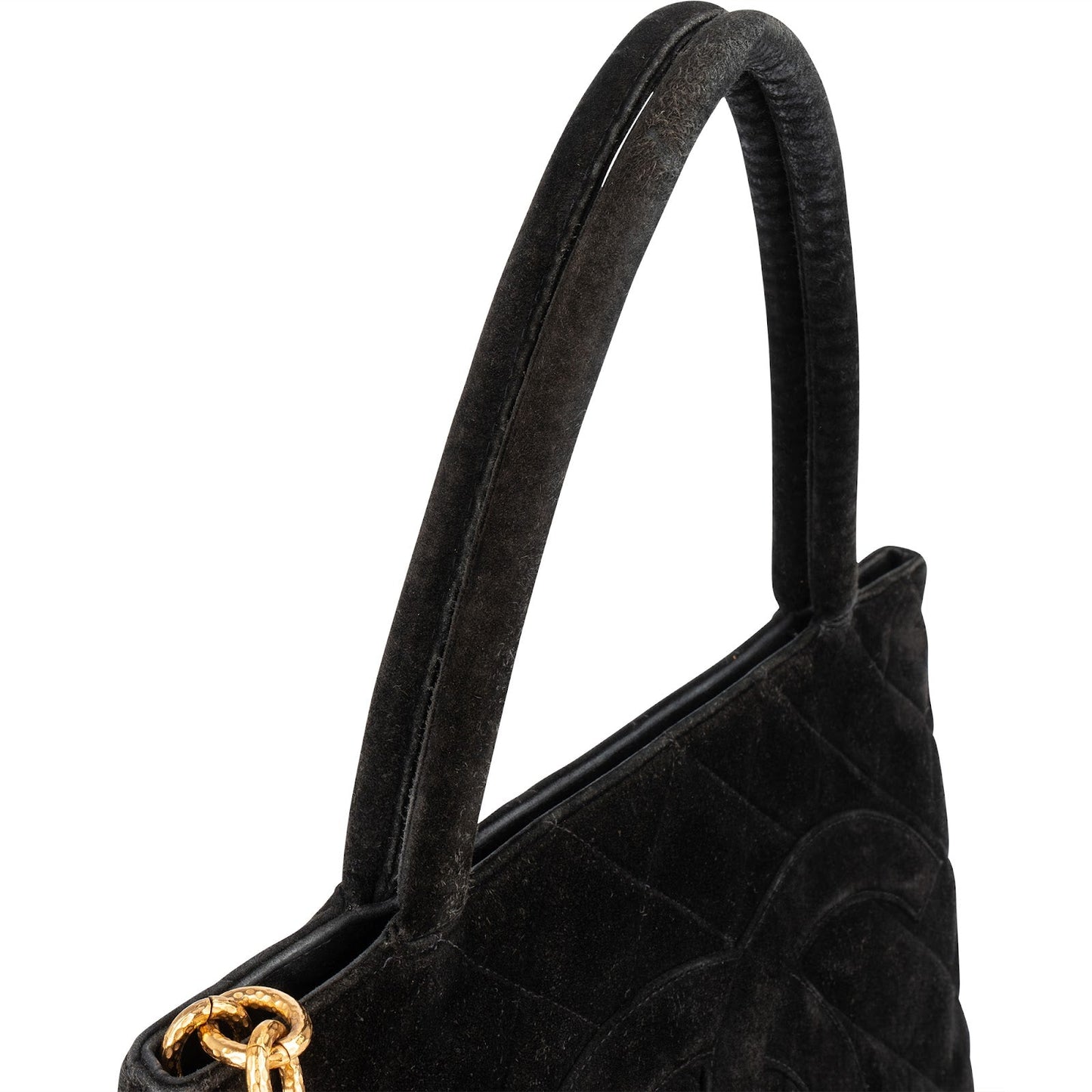 Chanel Quilted Suede Medallion Handbag