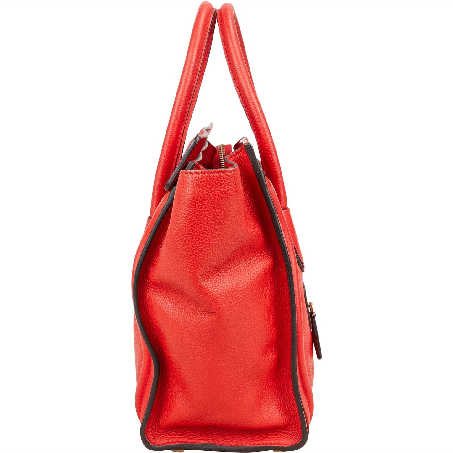 Céline Red Grained Leather Luggage Handbag
