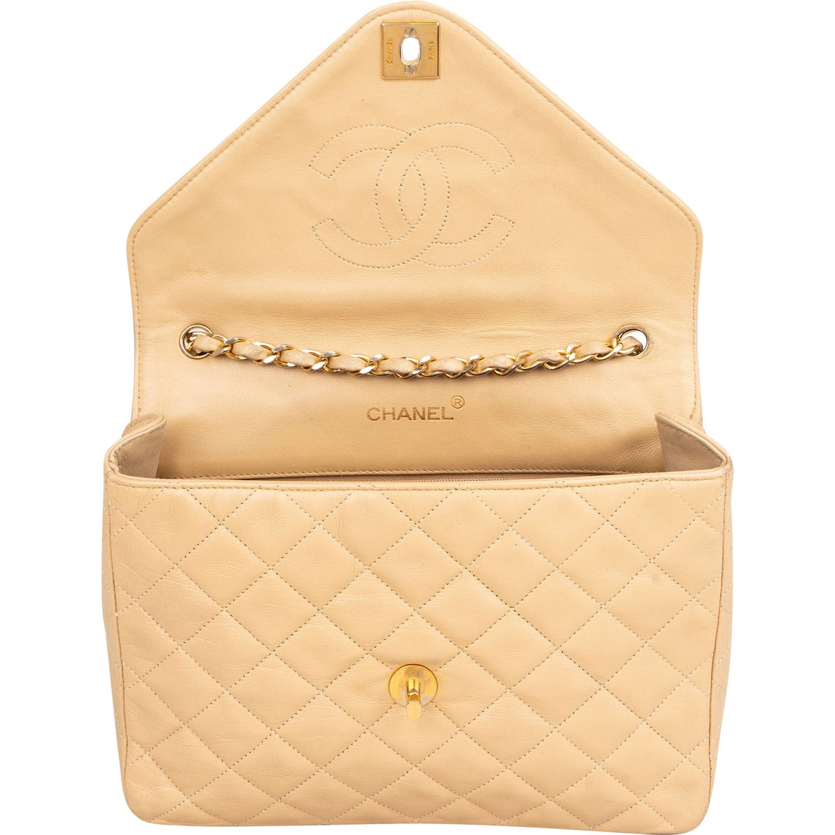 Chanel Quilted Lambskin 24K Gold Single Flap Shoulder Bag