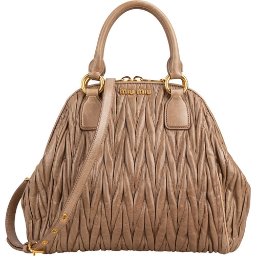 Miu Miu Matelassé Nappa Leather Bowler Hobo Handbag