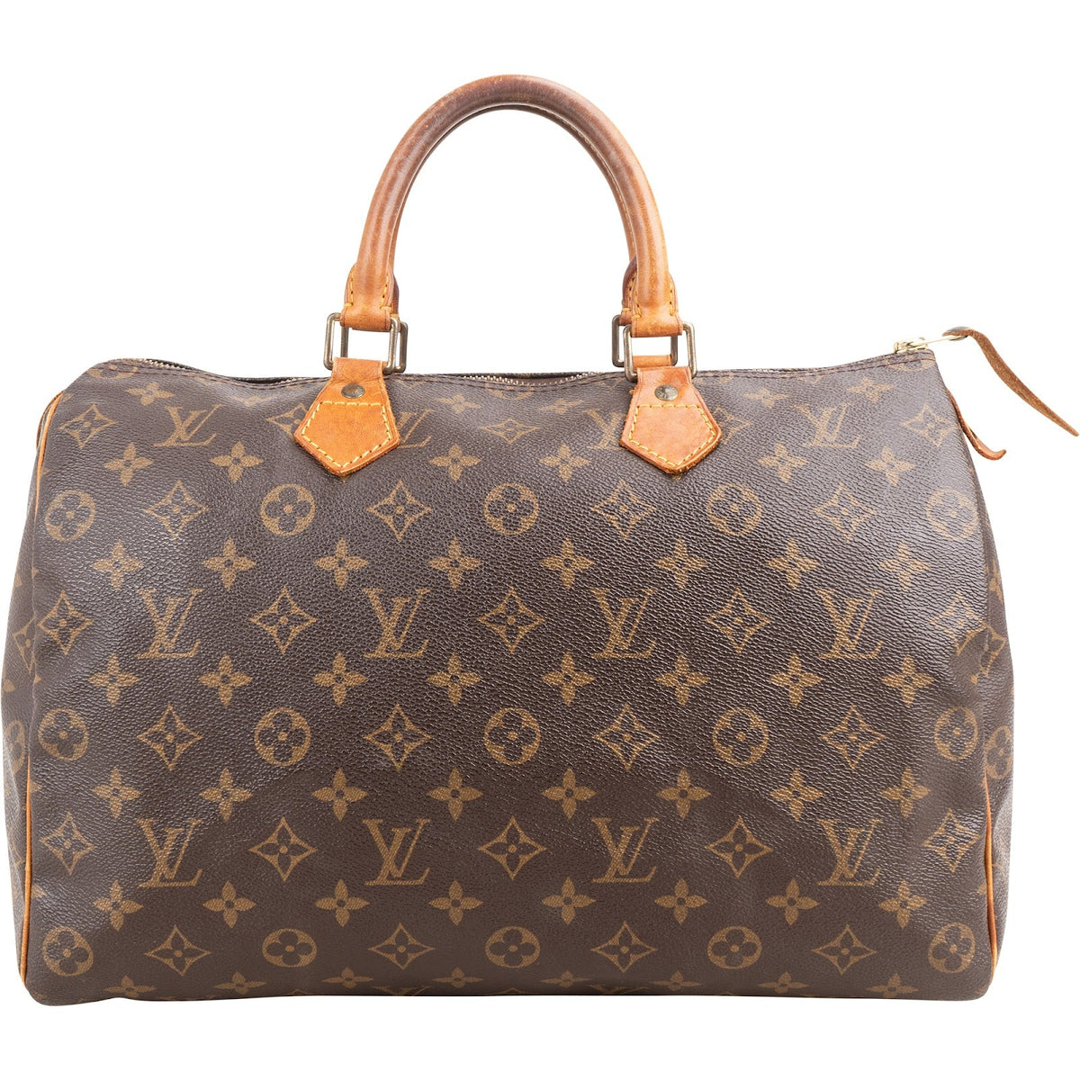 Louis Vuitton Monogram Canvas Speedy 35 aus Canvas und Vachetta-Leder – Vorderansicht