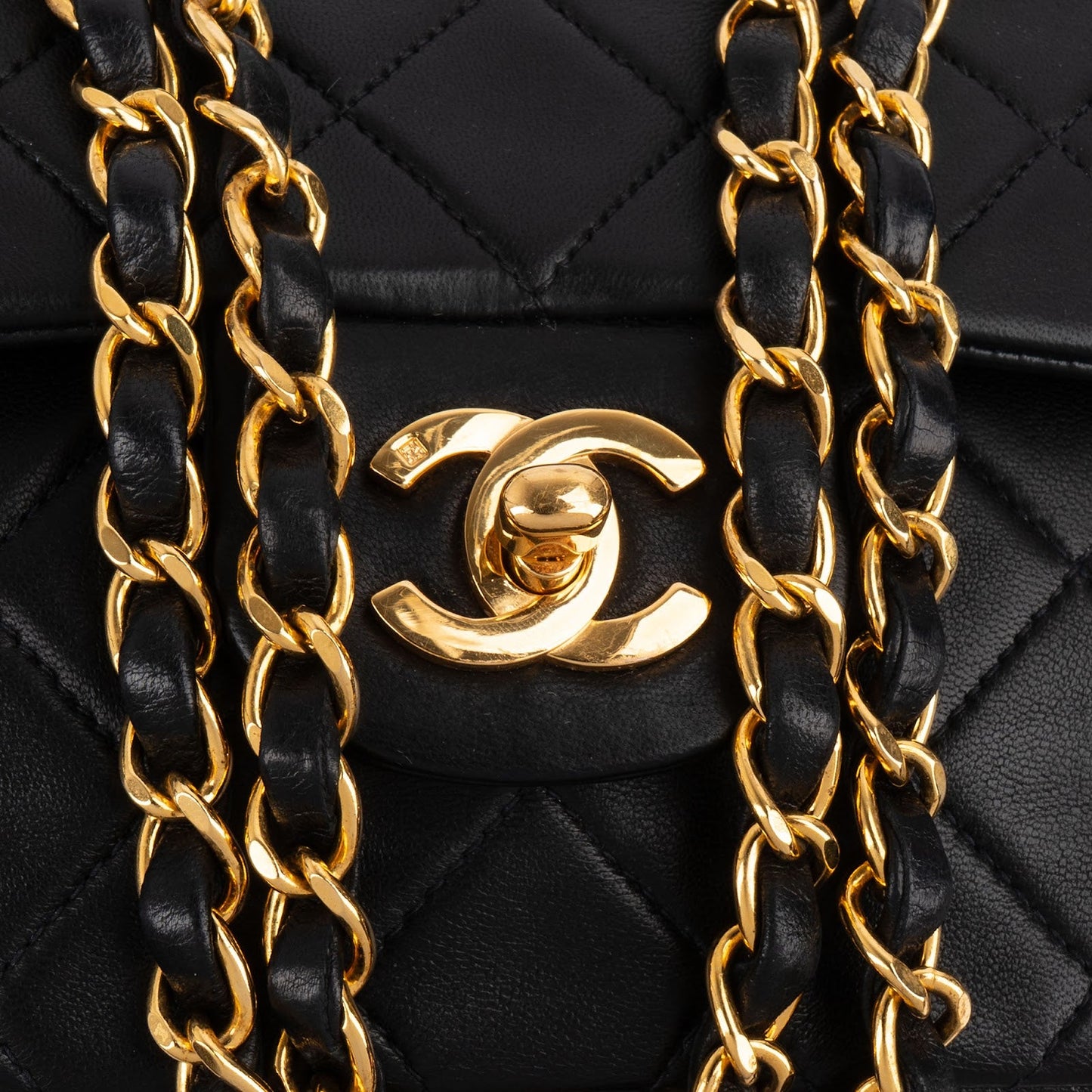 Chanel Quilted Lambskin 24K Gold Medium Double Flap Shoulder Bag