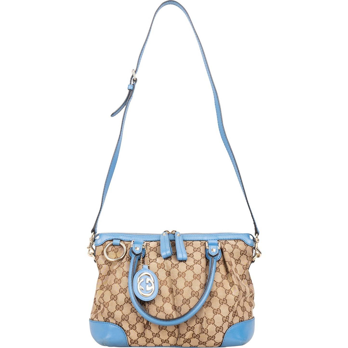 Gucci Monogram GG Blue Leather Sukey Handbag
