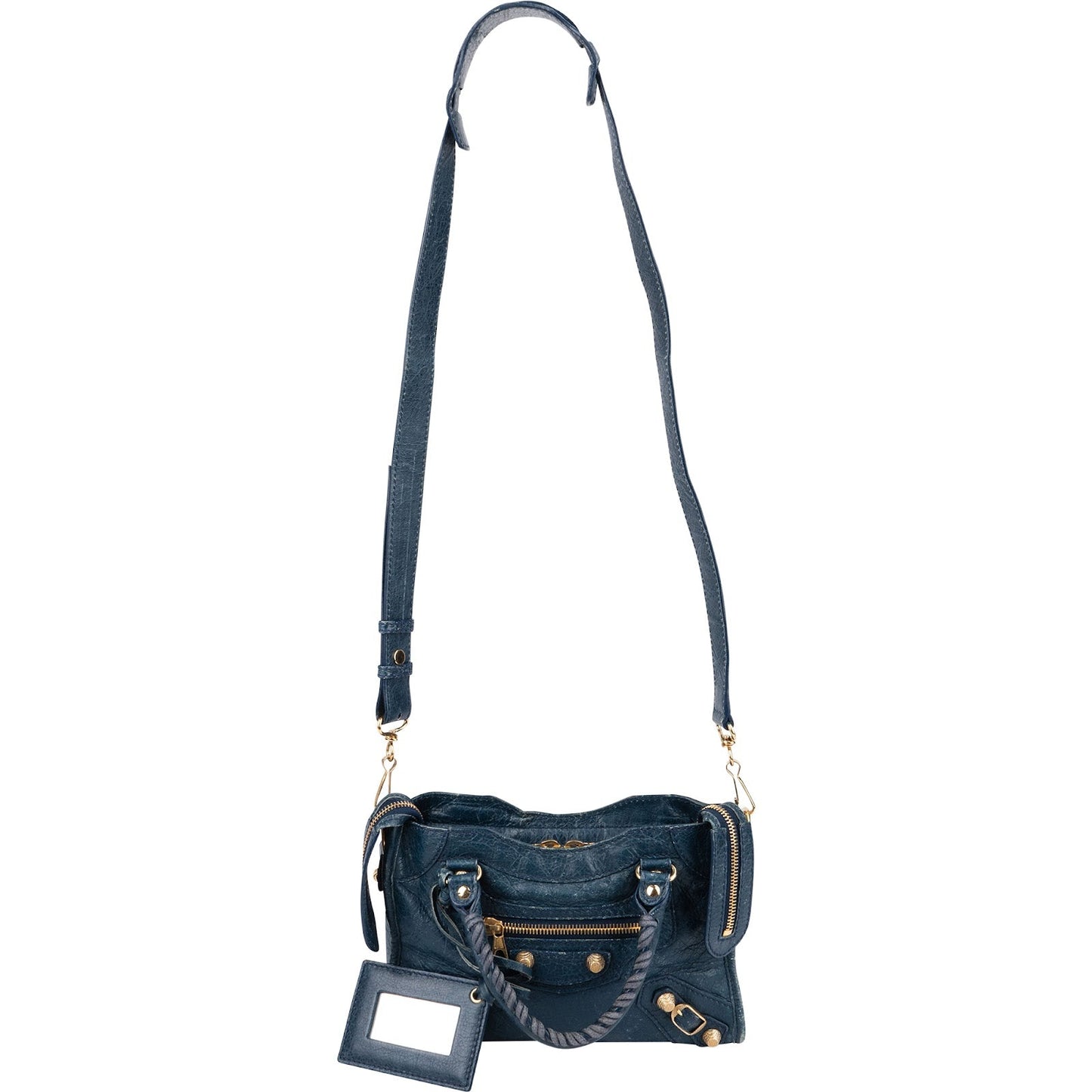 Balenciaga Blue Leather Mini City Handbag