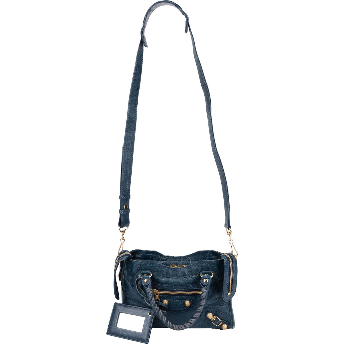 Balenciaga Blue Leather Mini City Handbag
