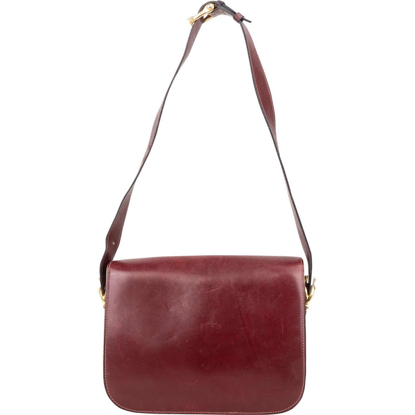 Celine Bordeaux Bocalf Flap Triomphe Shoulder Bag