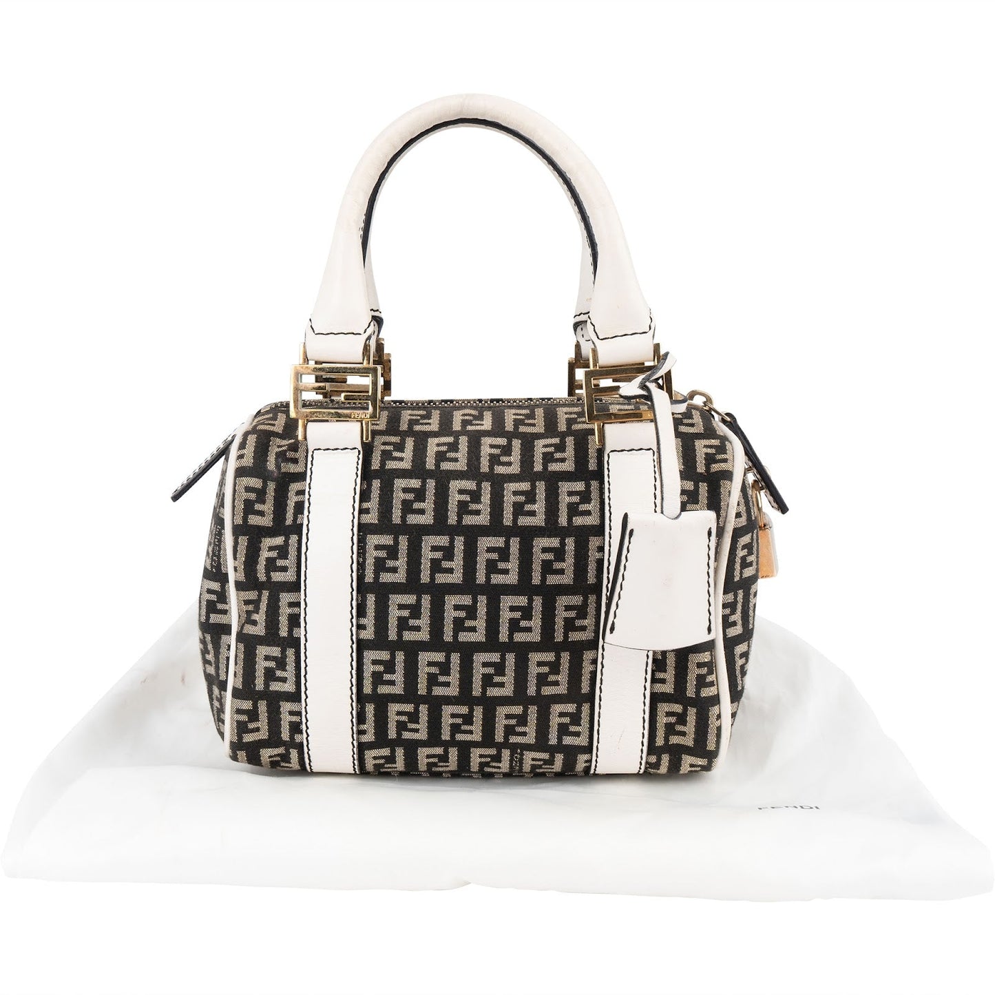 Fendi Monogram FF Mini Boston Handbag