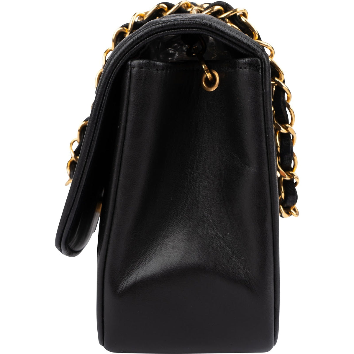 Chanel Quilted Lambskin 24K Gold Diana Single Flap Crossbody Bag