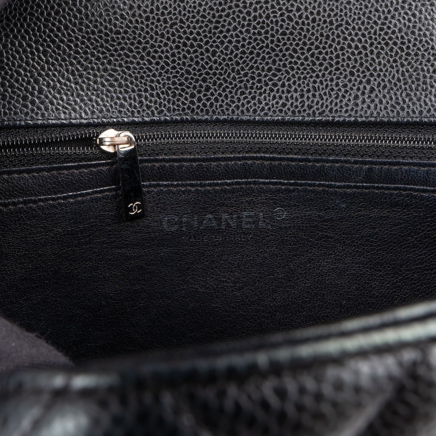 Chanel Quilted Caviar Leather Palladium Jumbo Single Flap Crossbody Bag