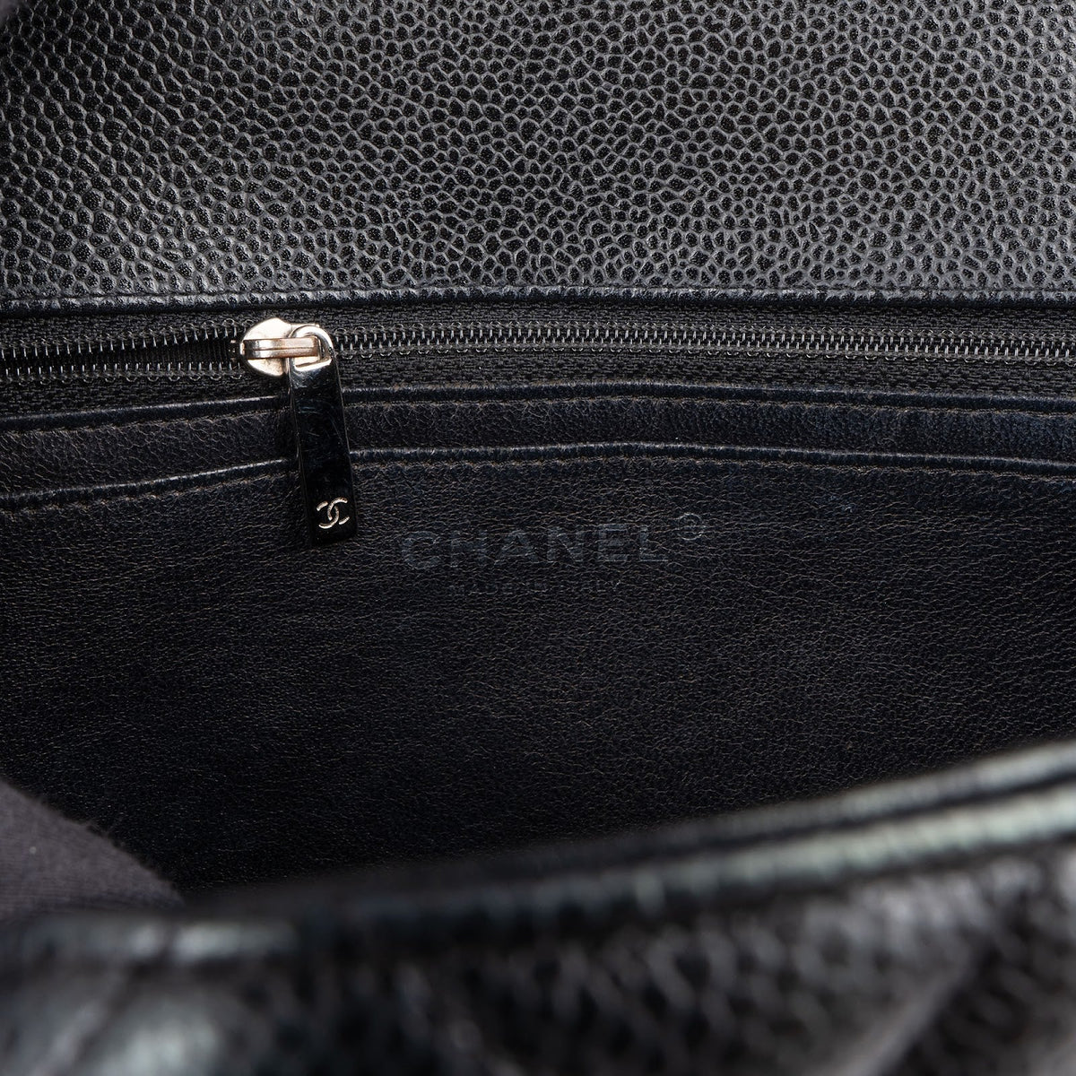 Chanel Quilted Caviar Leather Palladium Jumbo Single Flap Crossbody Bag