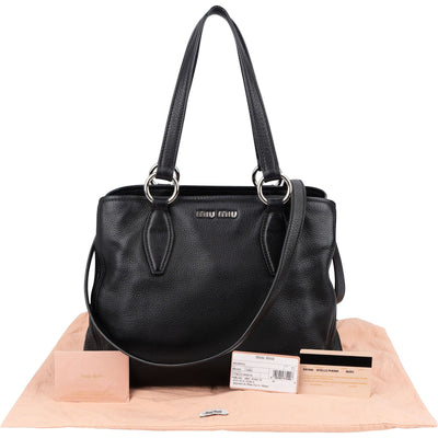 Miu Miu Grained Leather Vitello Daino Tote Shoulder Bag