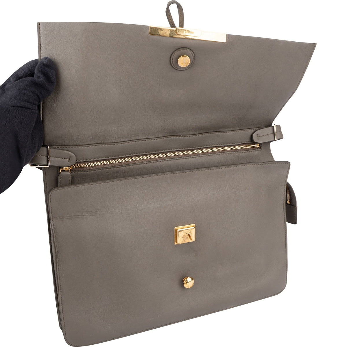 Céline Grey Calfskin Blade Shoulder Bag