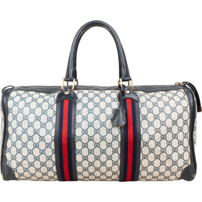 Gucci Monogram GG Supreme Web Boston Travel Bag