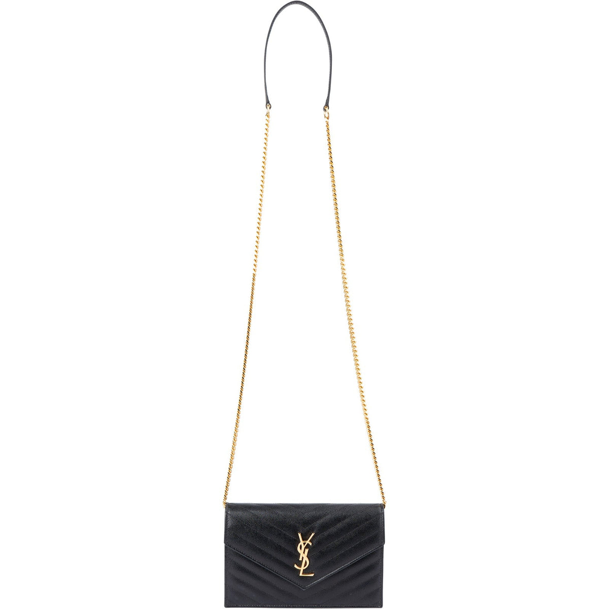 Saint Laurent Grain De Poudre Monogram Wallet On Chain Crossbody Bag