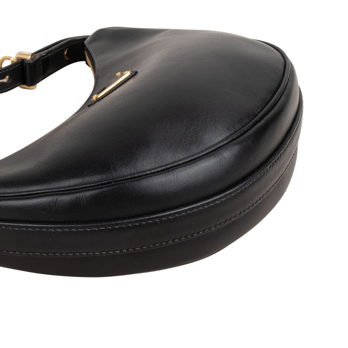 Prada Black Leather Triangle Arqué Shoulder Bag