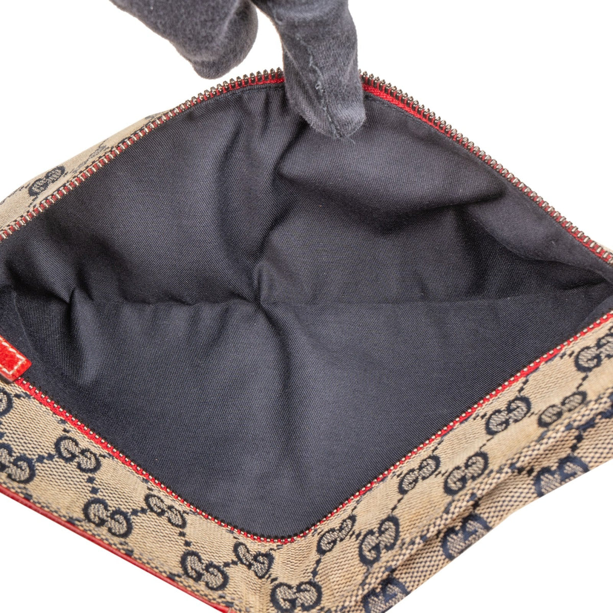 Gucci Grained Leather Monogram GG Canvas Web Stripe Crossbody Belt Bag