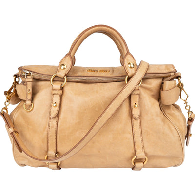 Miu Miu Vitello Lux Bow Satchel Handbag