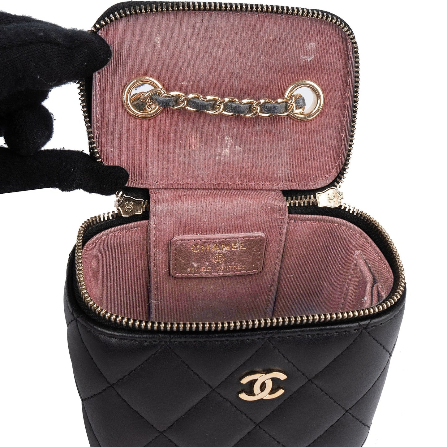 Chanel Quilted Lambskin Mini Vanity Chain Crossbody Bag
