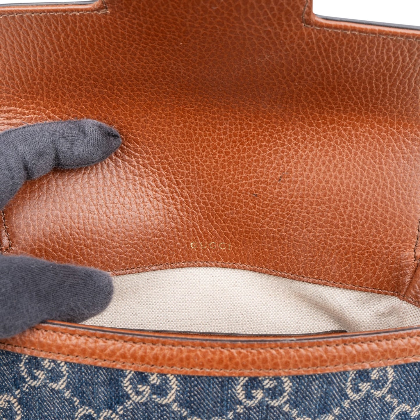 Gucci Monogram GG Denim Horsebit 1955 Shoulder Crossbody Bag
