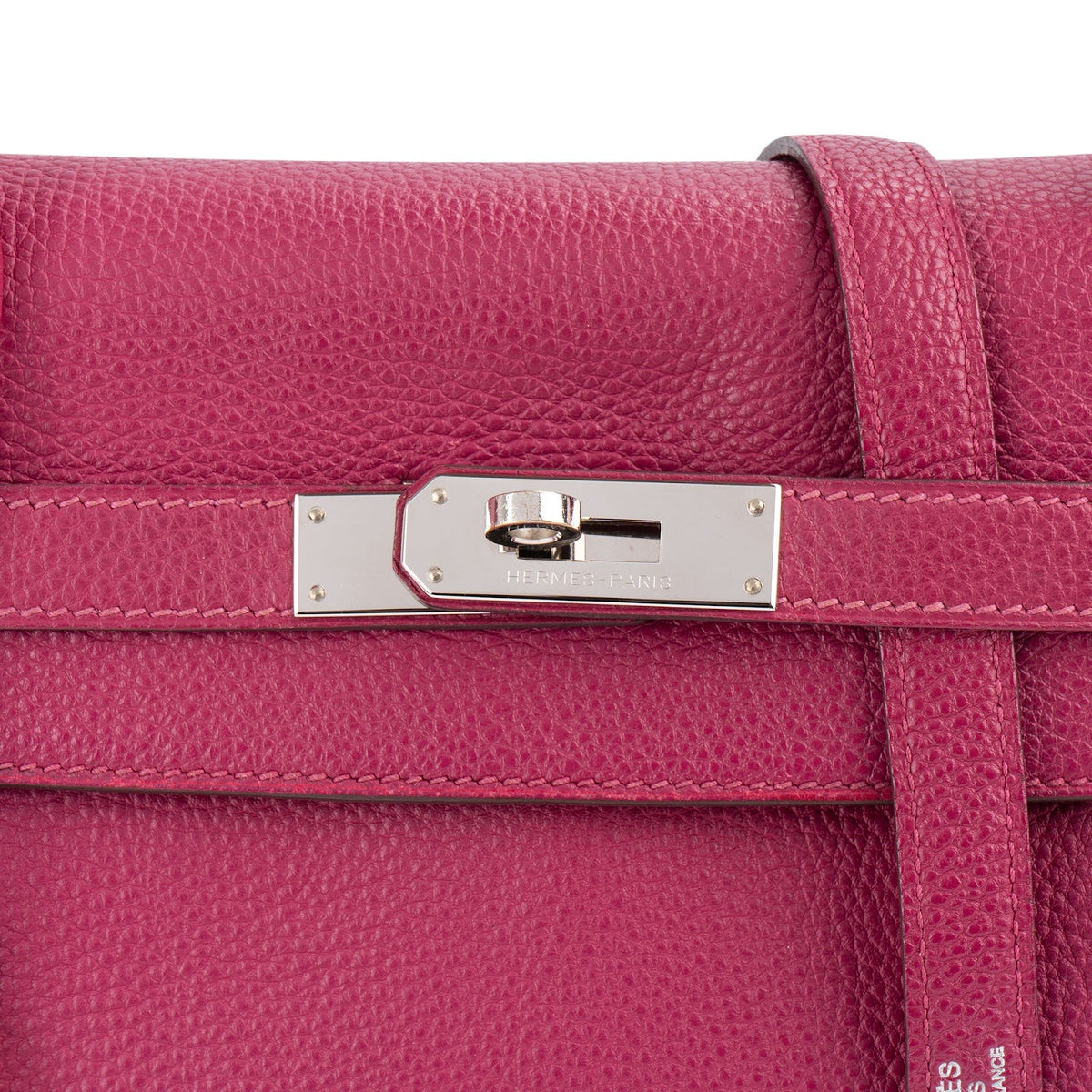 Hermès Tosca Clemence Leather Palladium Kelly 32 Handbag