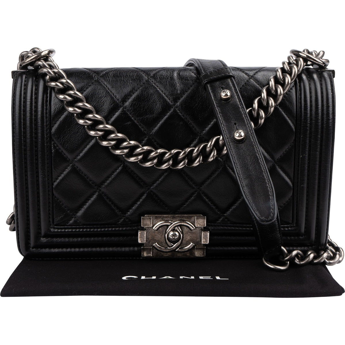 Chanel Boy Medium Single Flap aus gestepptem Lammleder – Ansicht 2