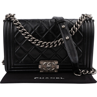 Chanel Quilted Lambskin Boy Medium Single Flap Crossbody Bag