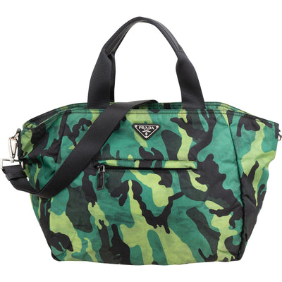 Prada Tessuto Nylon Camouflage Triangle Tote Handbag