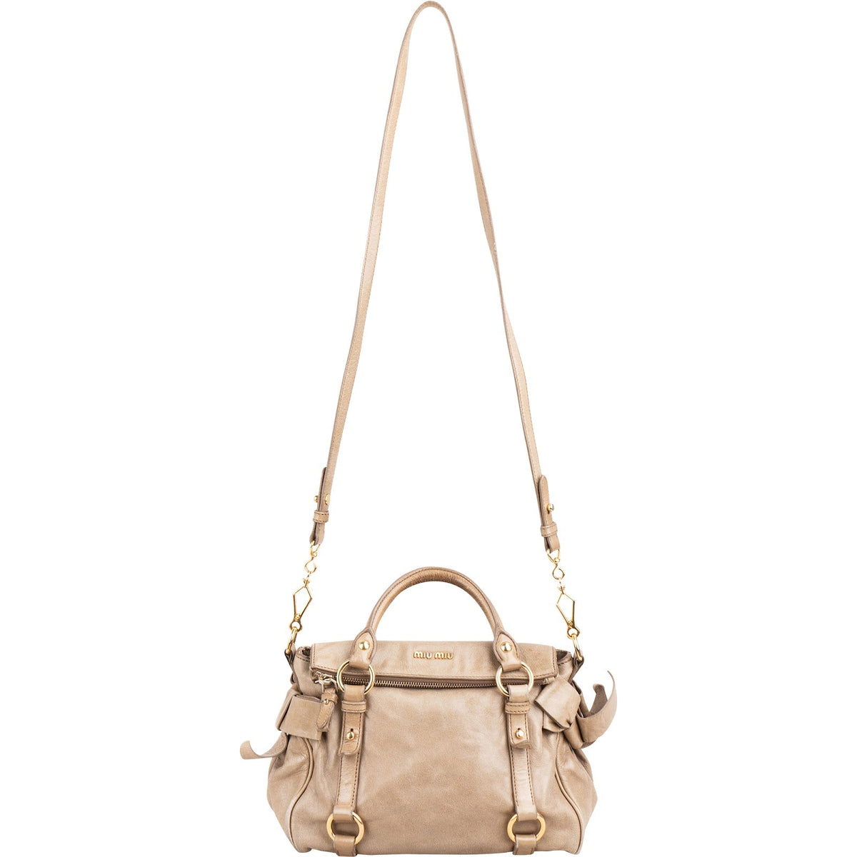 Miu Miu Vitello Lux Leather Bow Small Satchel Handbag