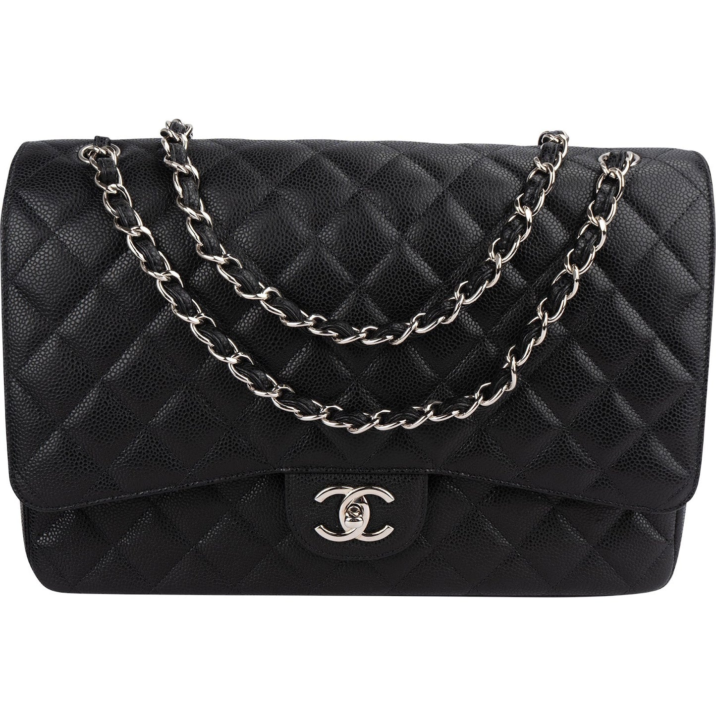 Chanel Quilted Caviar Leather Maxi Double Flap Crossbody Bag