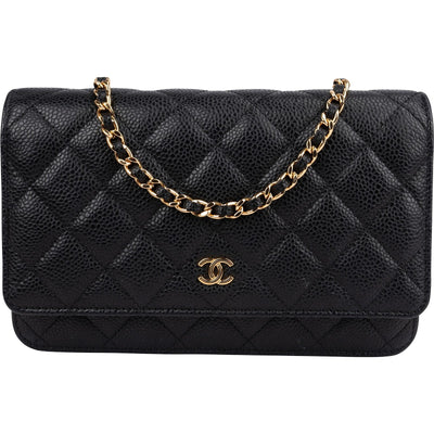 Chanel Quilted Caviar Leather Wallet On Chain Crossbody Bag