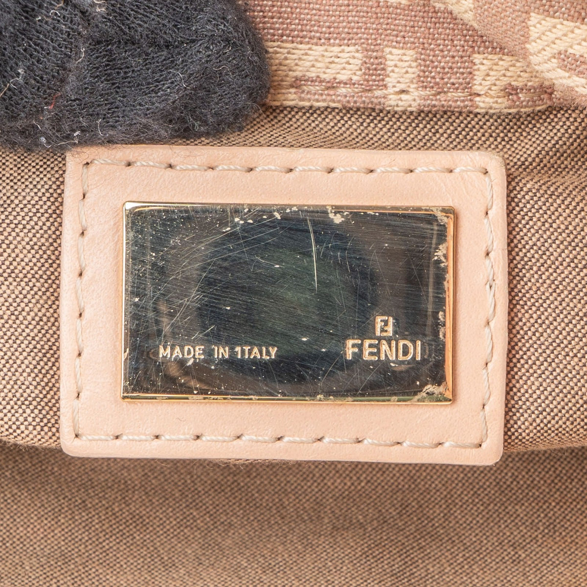 Fendi Monogram FF Zucca Canvas Baguette Buckle Shoulder Bag