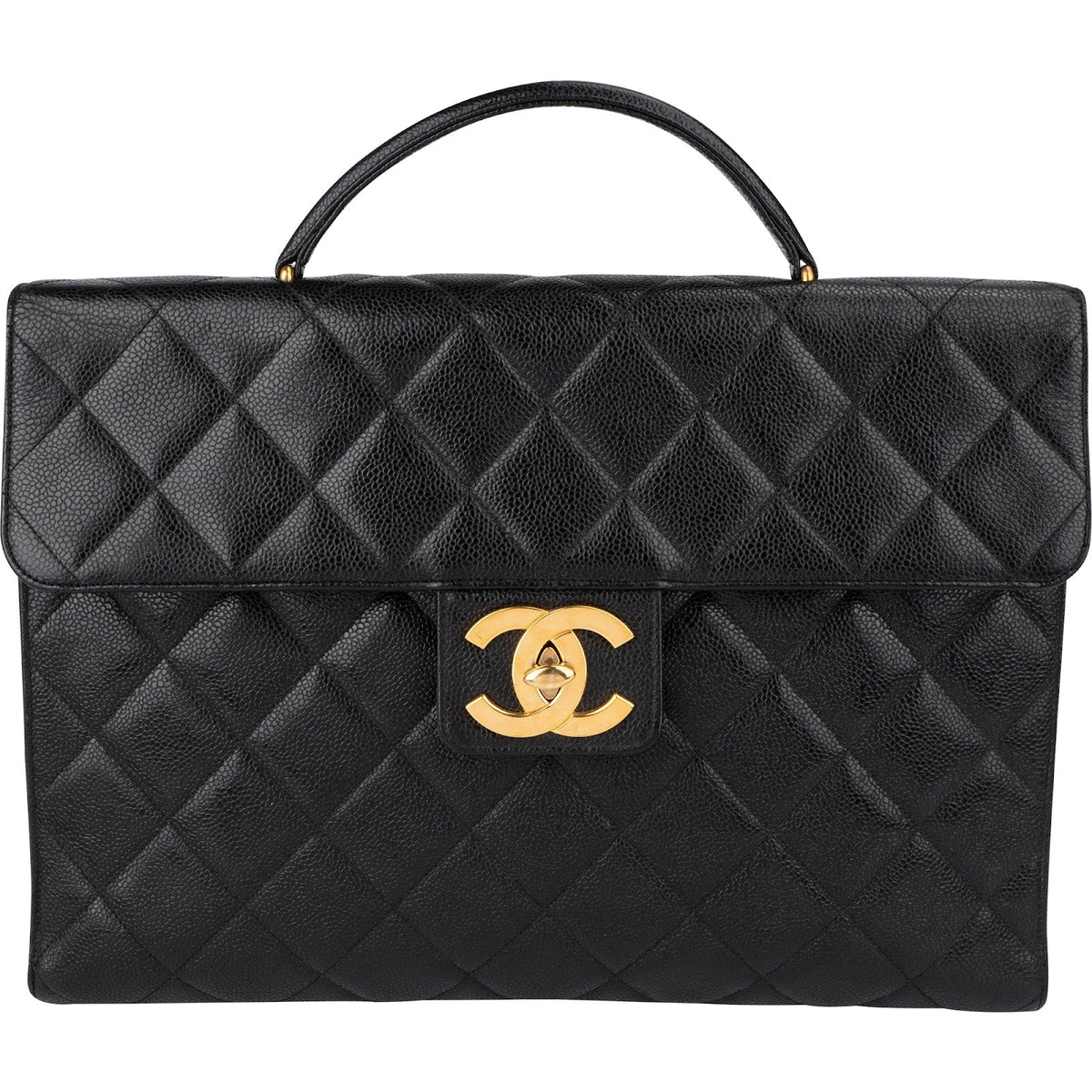Chanel Quilted Caviar Leather 24K Top Handle Briefcase Handbag