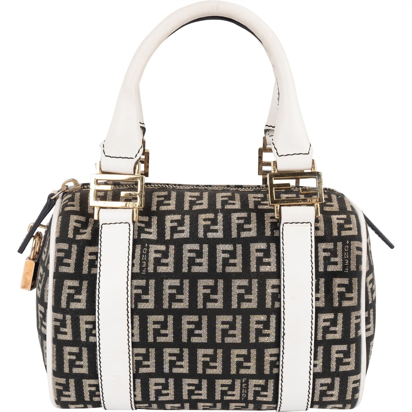 Fendi Monogram FF Mini Boston Handbag