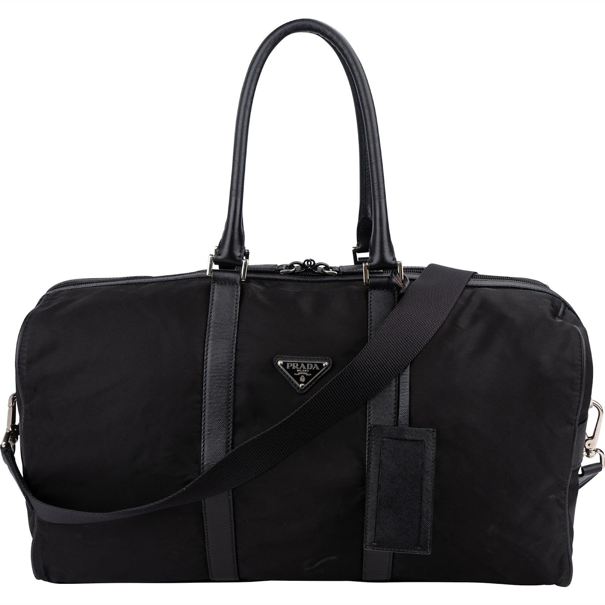 Prada Duffle 50 aus Tessuto-Nylon und Saffiano-Leder – Vorderansicht