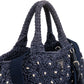 Prada Woven Raffia Polka-Dot Tote Shoulder Handbag