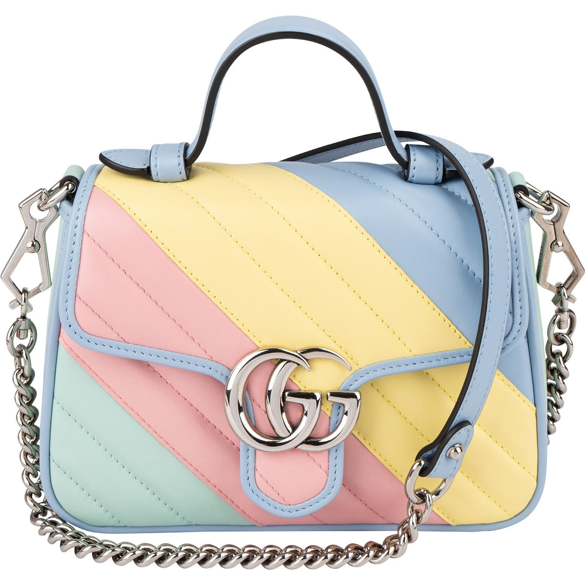Gucci Multicolor Matelassé Leather GG Marmont Mini Top Handle Crossbody Bag