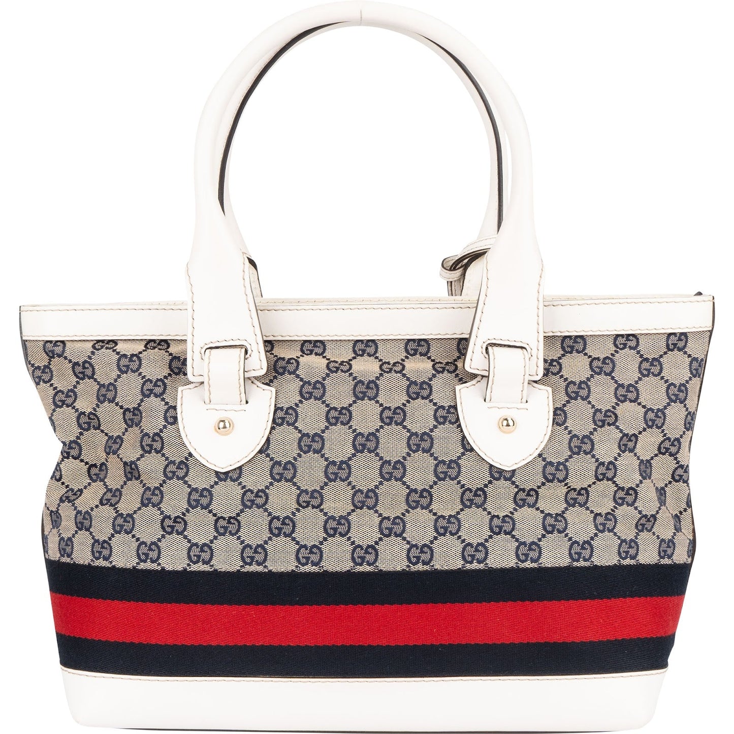Gucci Monogram GG Canvas Sherry Line White Tote Shoulder Bag