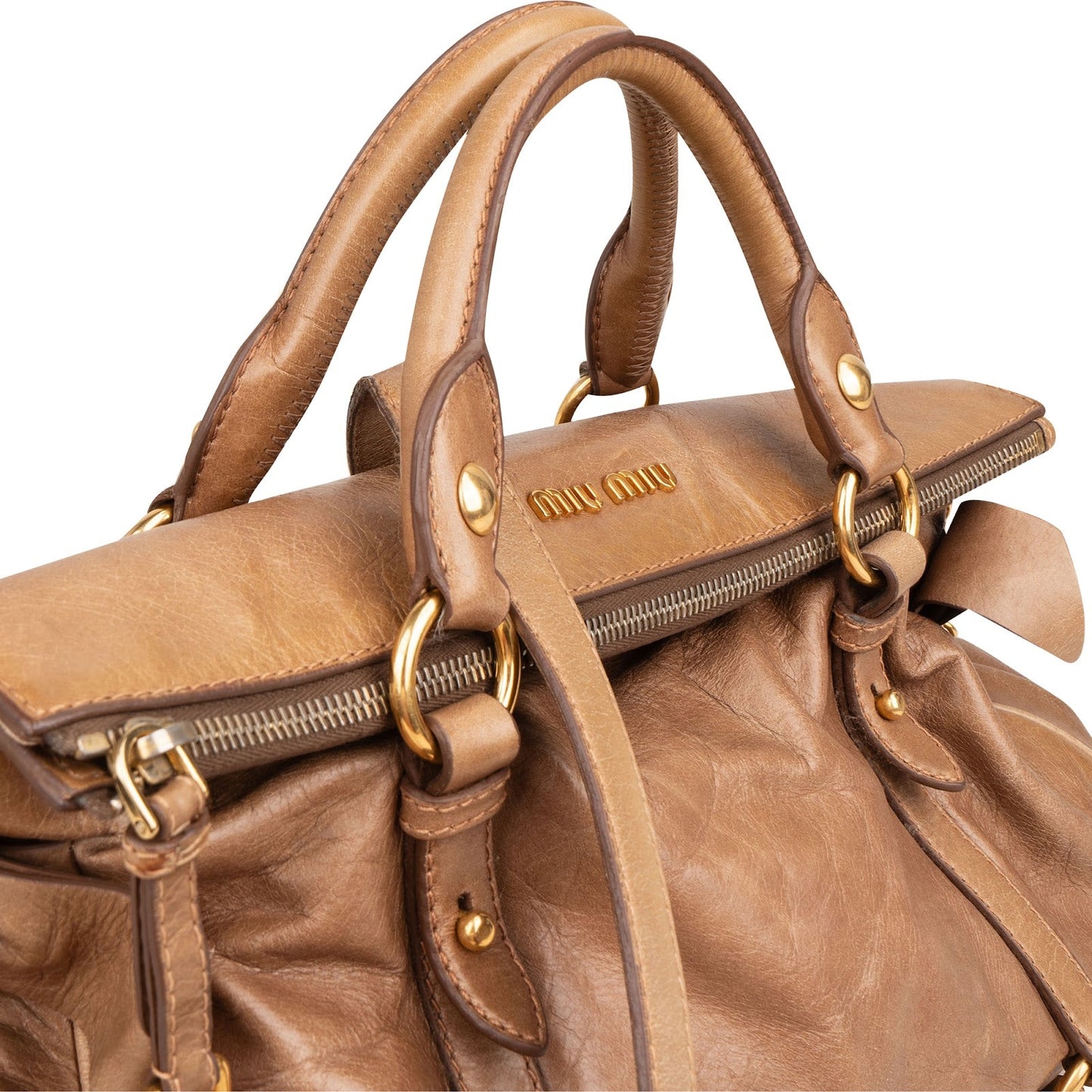 Miu Miu Vitello Lux Leather Bow Bag Handbag
