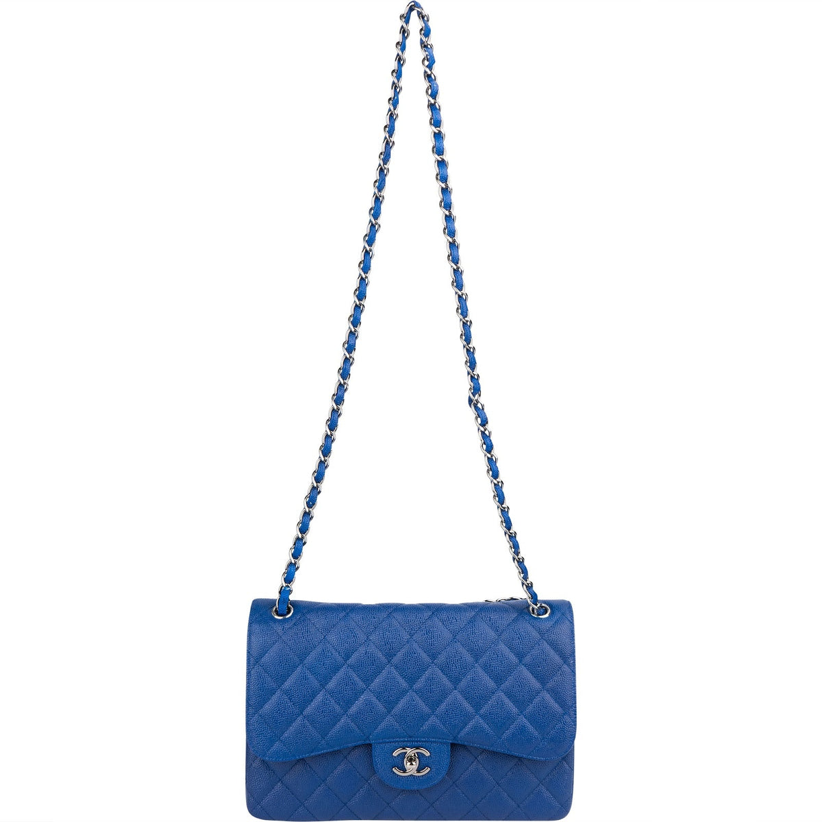 Chanel Quilted Caviar Leather Jumbo Double Flap Crossbody Bag