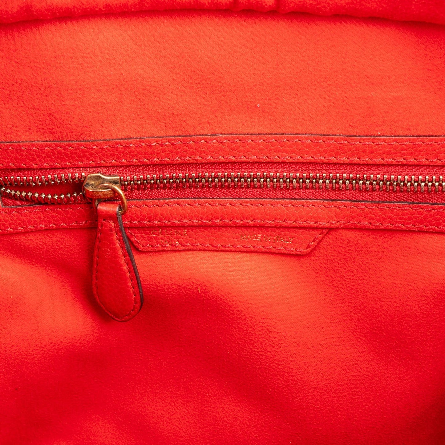 Céline Red Grained Leather Luggage Handbag