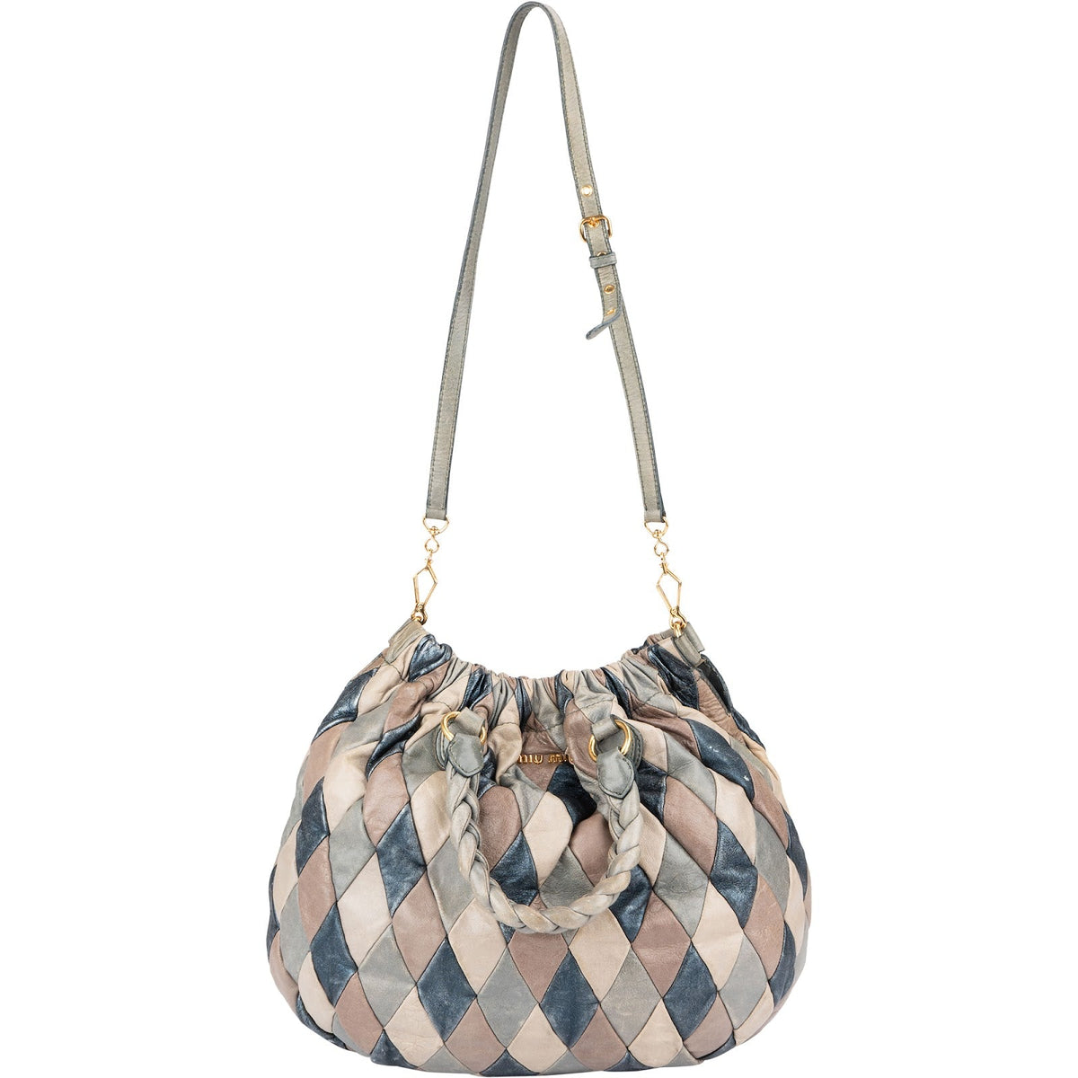 Miu Miu Patch aus mehrfarbigem gestepptem Vitello-Lux-Leder – Ansicht 8