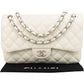 Chanel Quilted Caviar Leather Palladium Jumbo Double Flap Crossbody Bag