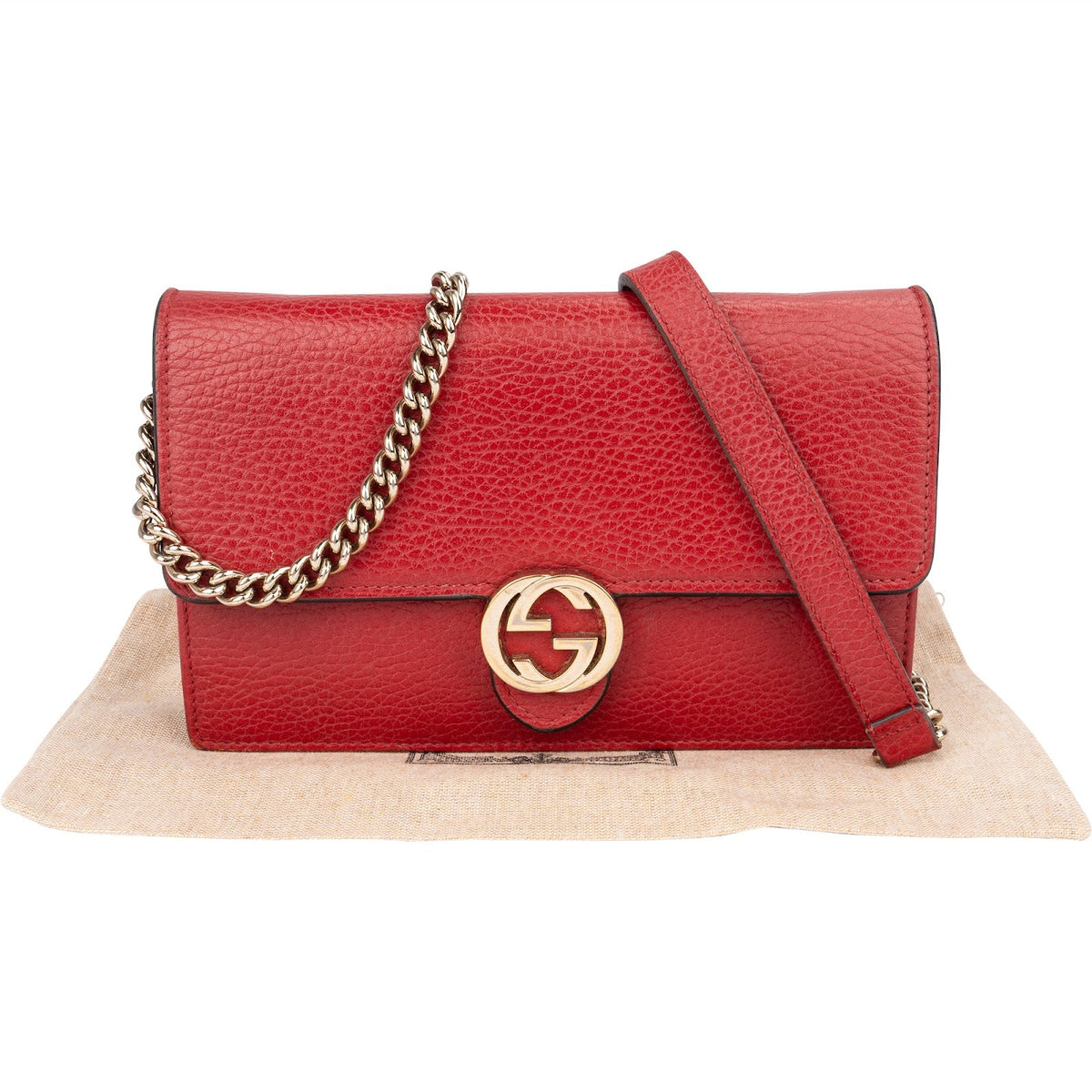 Gucci Interlocking GG Wallet On Chain aus genarbtem Leder – Ansicht 2