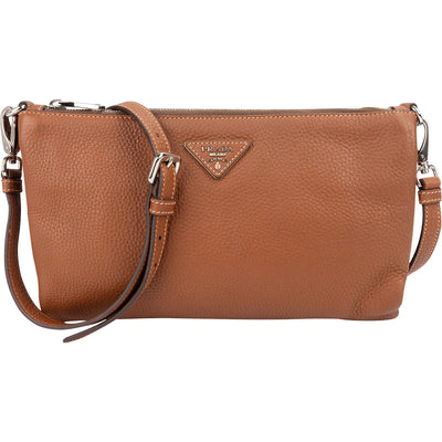 Prada Brown Vitello Daino Leather Crossbody Bag