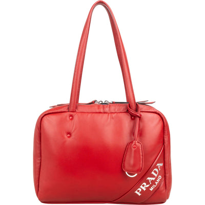Prada Red Padded Soft Calfskin Shoulder Bag