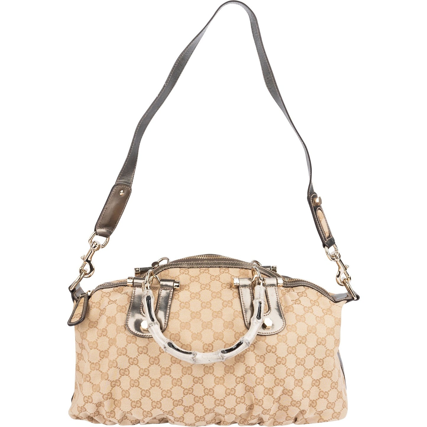 Gucci Monogram GG Bamboo Top Handle Handbag