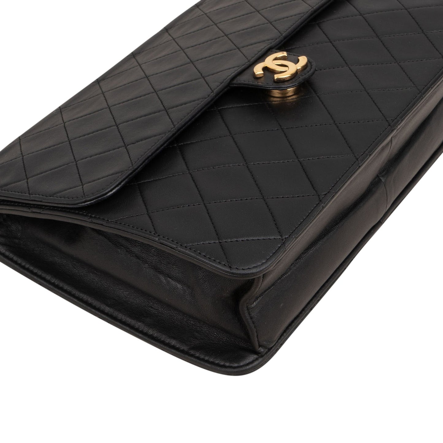 Chanel Quilted Lambskin 24K Gold Single Flap Shoulder Bag