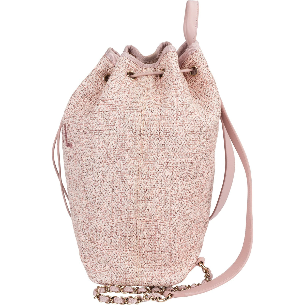 Chanel Woven Tweed Deauville Drawstring Bucket Backpack