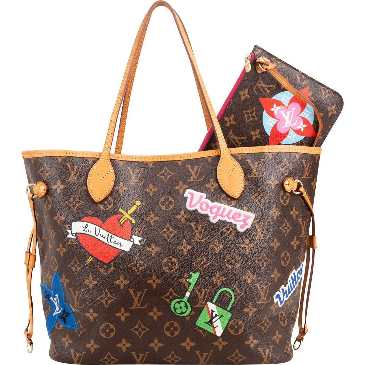 Louis Vuitton Monogram Canvas My LV World Tour Patches Neverfull MM Shoulder Bag