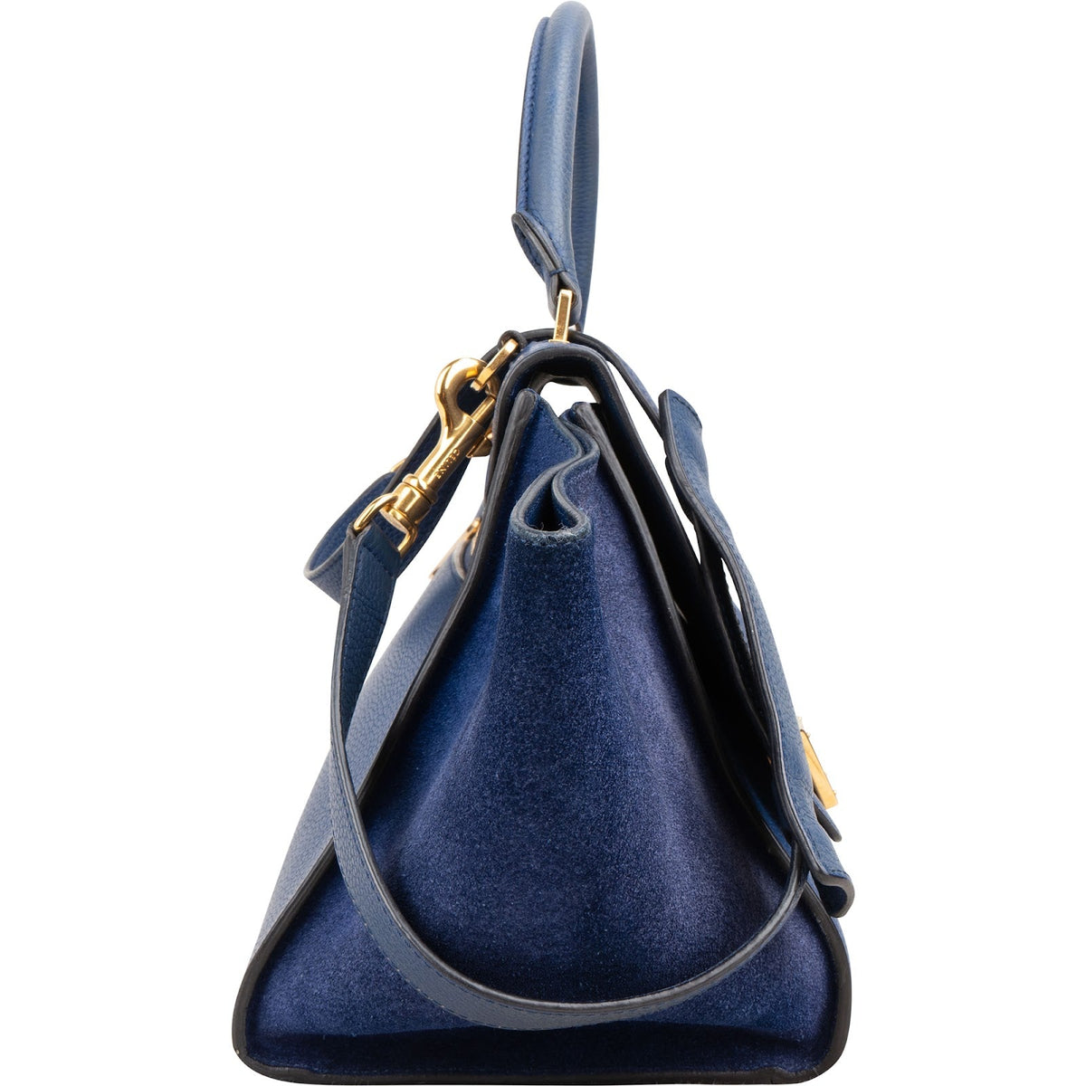Celine Trapeze aus blauem Wildleder und genarbtem Kalbsleder – Ansicht 4